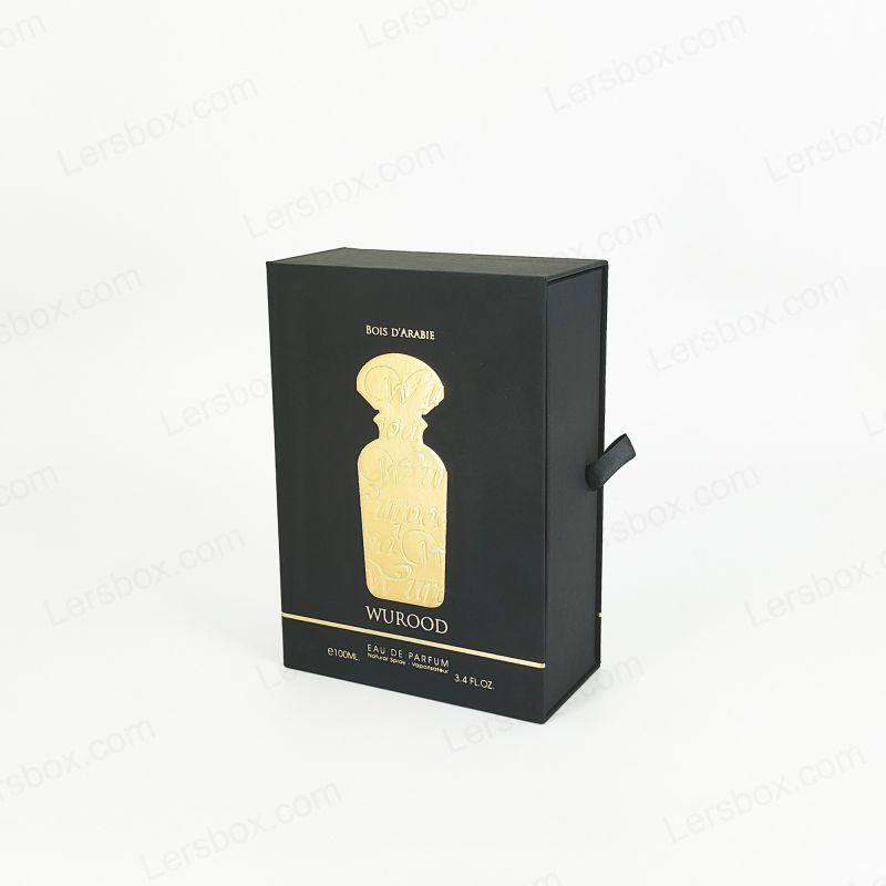 Parfümbox mit goldener Folie mit EVA -Tablett und elegantem Deckelbasis HP005