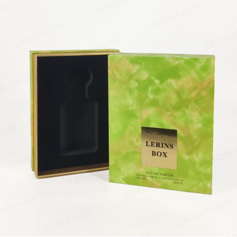 Stylische Goldfolien -Parfümbox mit EVA -Tablett für Duftdisplay und starres Deckelbasis HP020