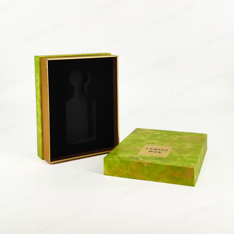 Stylische Goldfolien -Parfümbox mit EVA -Tablett für Duftdisplay und starres Deckelbasis HP020