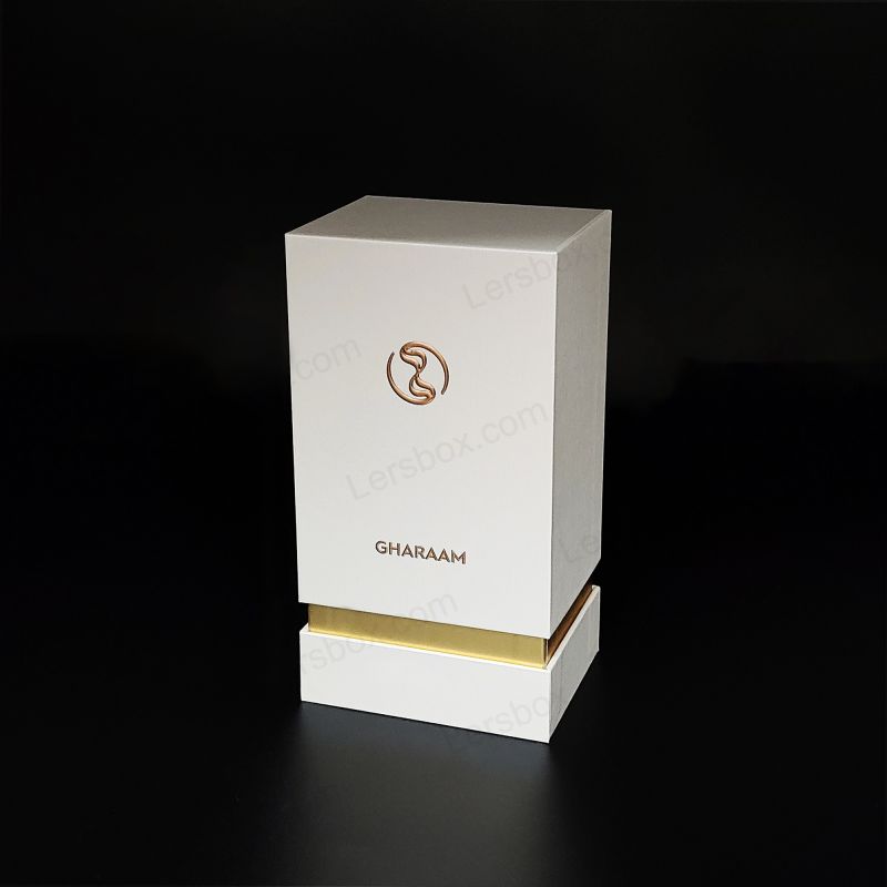 Luxus -Parfümbox mit handgefertigtem Goldfolienlogo und EVA -Schaumstoffeinsatz HP012