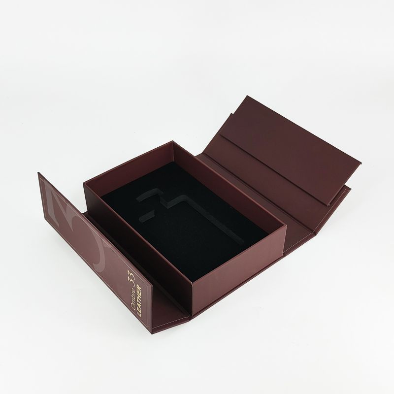 Handgefertigte Goldfolien -Parfümbox mit EVA -Tablett und robuster starrer Konstruktion HP015