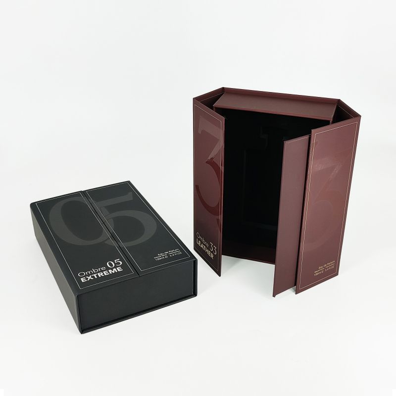 Handgefertigte Goldfolien -Parfümbox mit EVA -Tablett und robuster starrer Konstruktion HP015