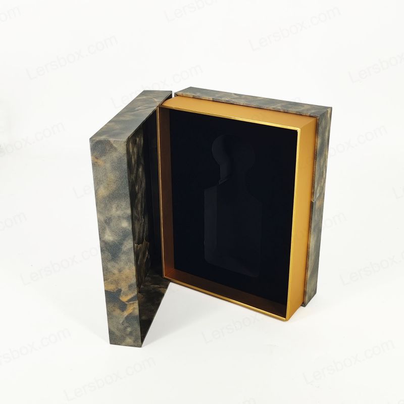 Stylische Goldfolien -Parfümbox mit EVA -Tablett für Duftdisplay und starres Deckelbasis HP020