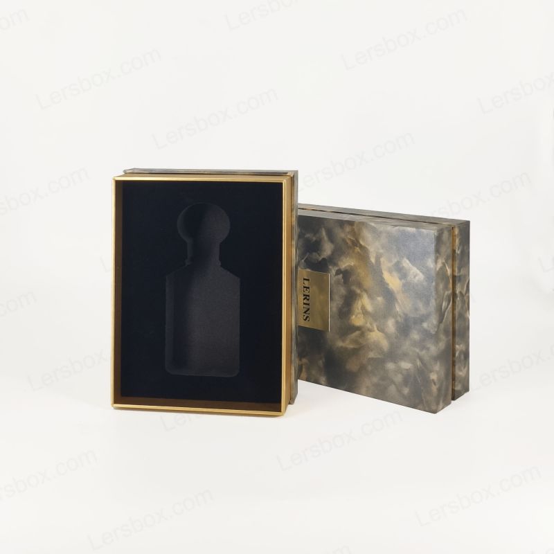 Stylische Goldfolien -Parfümbox mit EVA -Tablett für Duftdisplay und starres Deckelbasis HP020