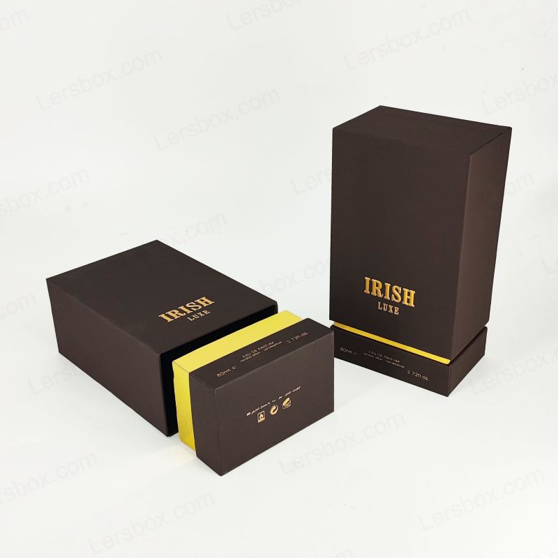 Raffinierte Parfümbox mit benutzerdefinierter Goldfolie und EVA -Schaum für sichere Duftanzeige HP028
