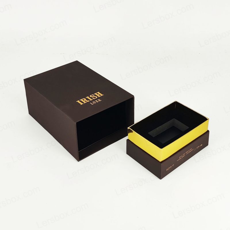 Raffinierte Parfümbox mit benutzerdefinierter Goldfolie und EVA -Schaum für sichere Duftanzeige HP028