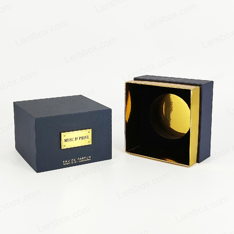 Luxus -Goldfolien -Parfümverpackung mit handgefertigter starrer Struktur und EVA -Tabletteinsatz HP030