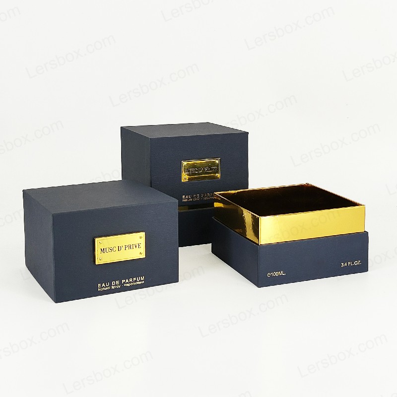 Luxus -Goldfolien -Parfümverpackung mit handgefertigter starrer Struktur und EVA -Tabletteinsatz HP030