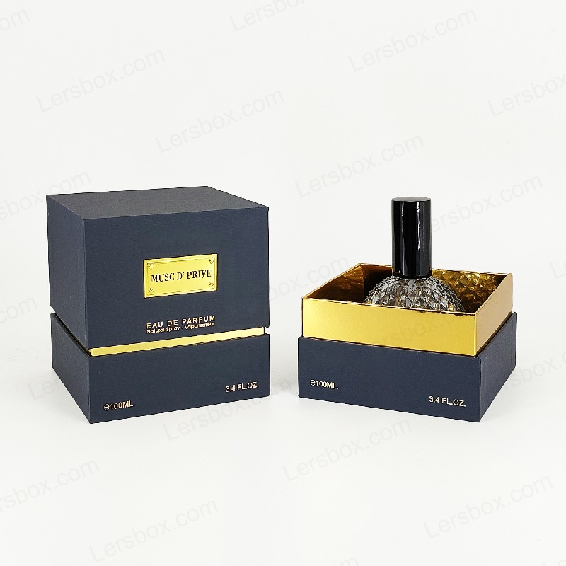 Luxus -Goldfolien -Parfümverpackung mit handgefertigter starrer Struktur und EVA -Tabletteinsatz HP030