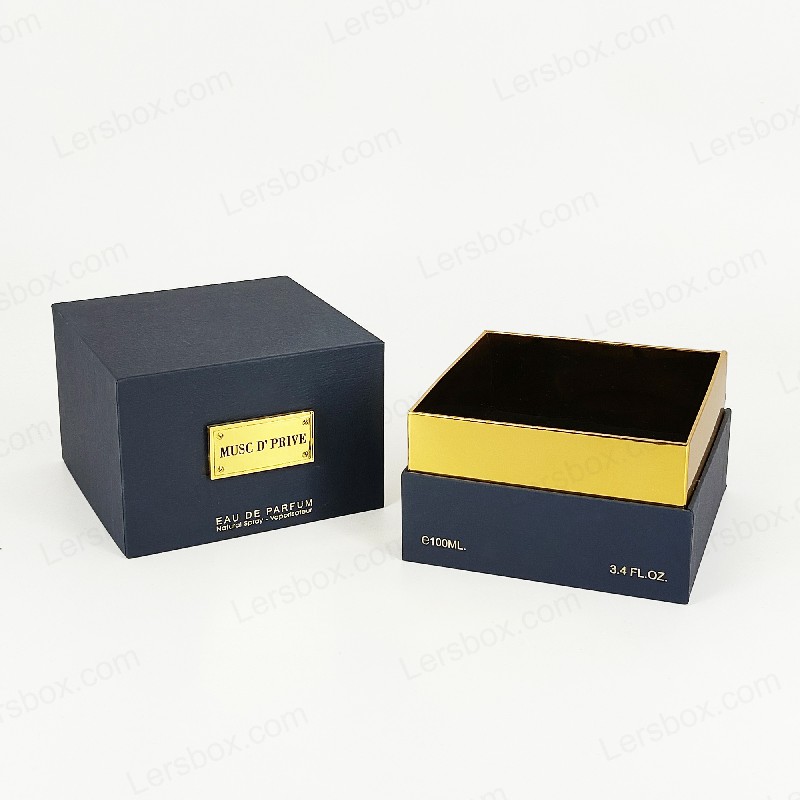 Luxus -Goldfolien -Parfümverpackung mit handgefertigter starrer Struktur und EVA -Tabletteinsatz HP030
