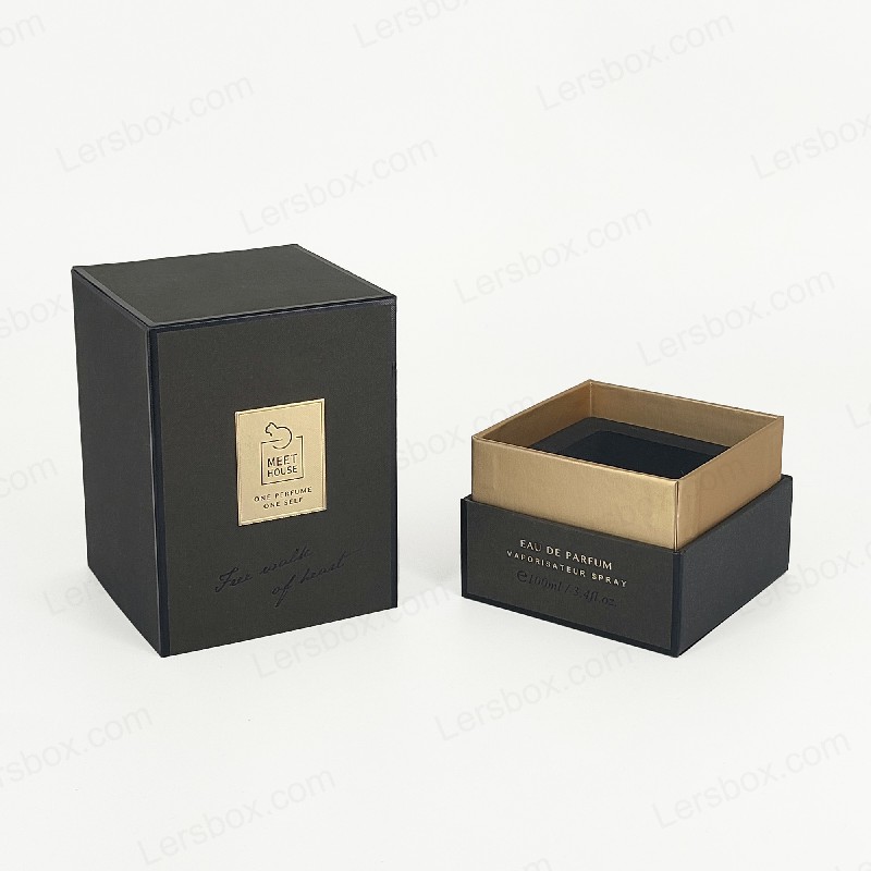 Goldfolie -Parfümbox mit starrem Deckel, Basis- und EVA -Schaumschale für luxuriöses Display HP034
