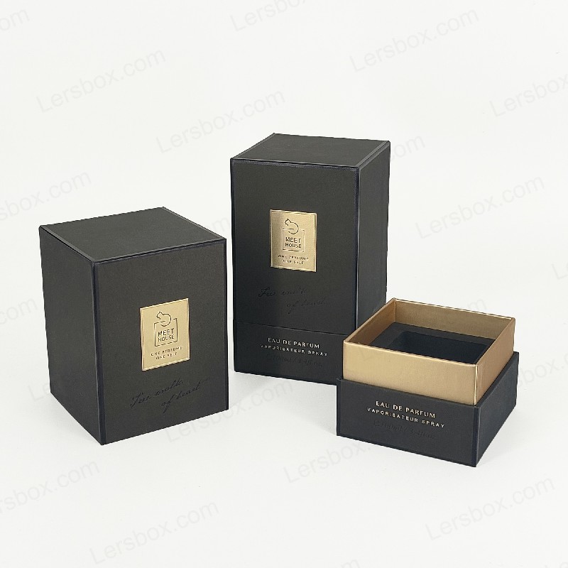 Goldfolie -Parfümbox mit starrem Deckel, Basis- und EVA -Schaumschale für luxuriöses Display HP034
